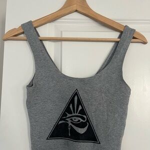 Urban outfitters gray Graphic Tank Top with Eye Motif, 90% cotton